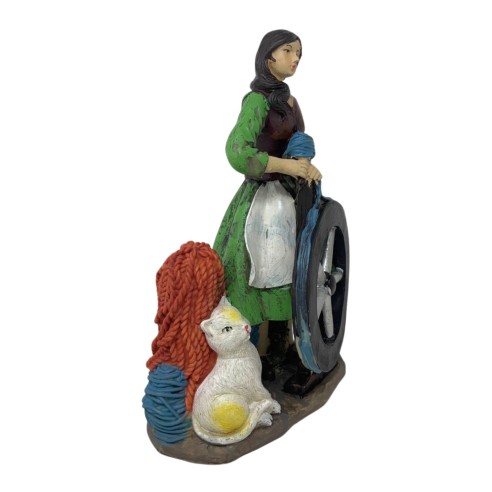 Pastore Filatrice in Resina 20 cm per Presepe 188107B