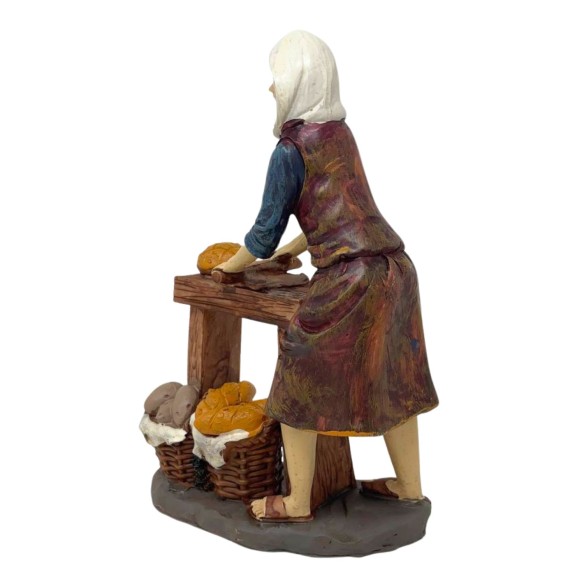 Donna con Pane Pastore in Resina 20 cm per Presepe 188107D