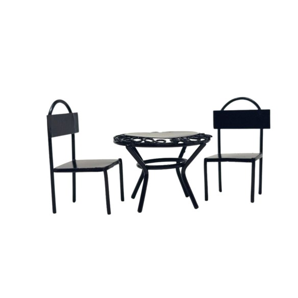 Set Tavolo Rotondo con 2 Sedie in Ferro Miniatura per Presepe 965067