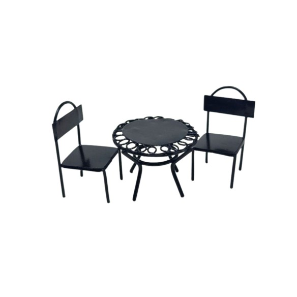 Set Tavolo Rotondo con 2 Sedie in Ferro Miniatura per Presepe 965067