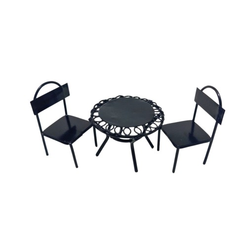 Set Tavolo Rotondo con 2 Sedie in Ferro Miniatura per Presepe 965067