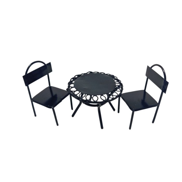 Set Tavolo Rotondo con 2 Sedie in Ferro Miniatura per Presepe 965067