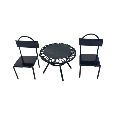 Set Tavolo Rotondo con 2 Sedie in Ferro Miniatura per Presepe 965067