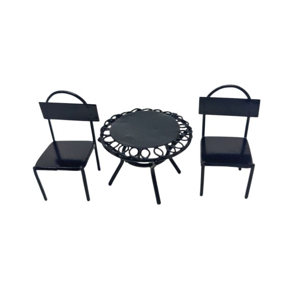 Set Tavolo Rotondo con 2 Sedie in Ferro Miniatura per Presepe 965067