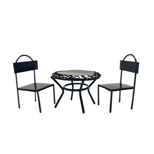 Set Tavolo Rotondo con 2 Sedie in Ferro Miniatura per Presepe 965067