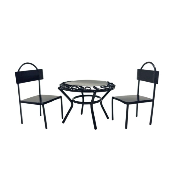 Set Tavolo Rotondo con 2 Sedie in Ferro Miniatura per Presepe 965067