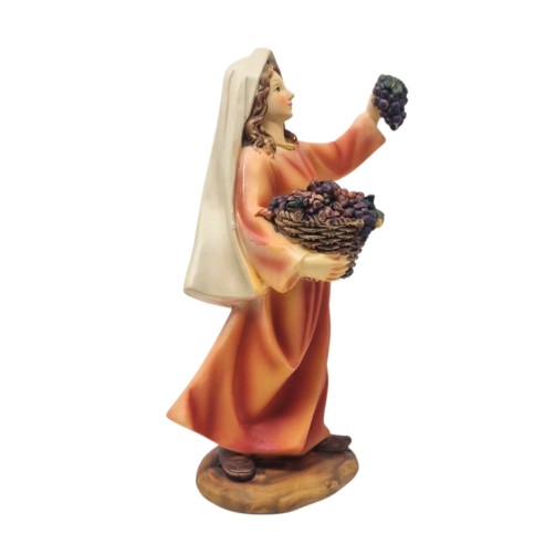Pastore Singolo in Resina 20 cm Donna con Cesto 219337A