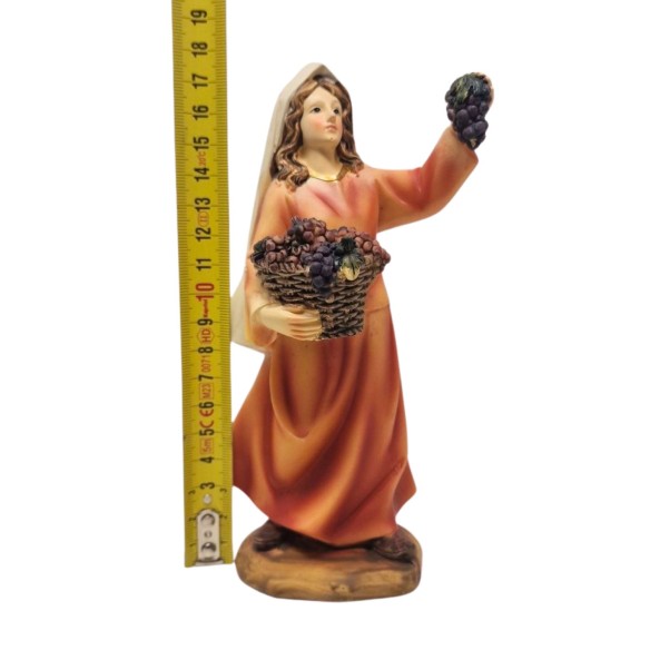 Pastore Singolo in Resina 20 cm Donna con Cesto 219337A