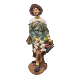 Pastore Singolo in Resina 20 cm Uomo con Ortaggi 219337B