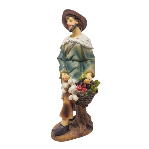 Pastore Singolo in Resina 20 cm Uomo con Ortaggi 219337B