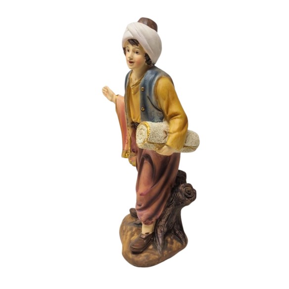 Pastore Singolo in Resina 20 cm Uomo con Tappeto 219337C
