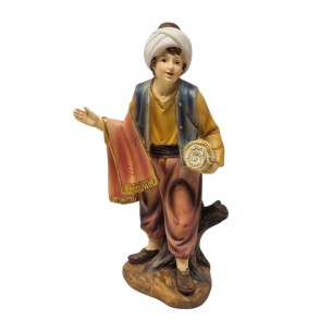 Pastore Singolo in Resina 20 cm Uomo con Tappeto 219337C