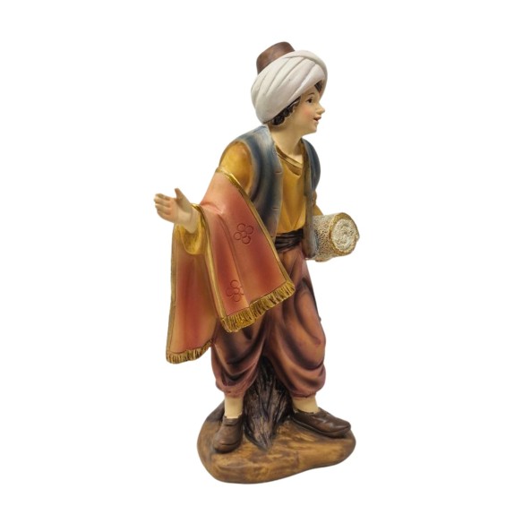 Pastore Singolo in Resina 20 cm Uomo con Tappeto 219337C