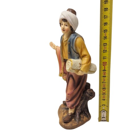 Pastore Singolo in Resina 20 cm Uomo con Tappeto 219337C
