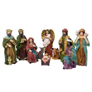 Natività in Resina Effetto Juta 20 cm 10 Pezzi 108988