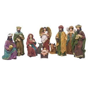 Natività in Resina Effetto Juta 20 cm 10 Pezzi 108988 2