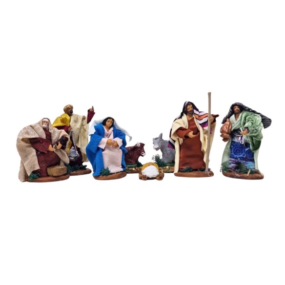 Natività in Terracotta di Caltagirone 8 Statuine 10 cm