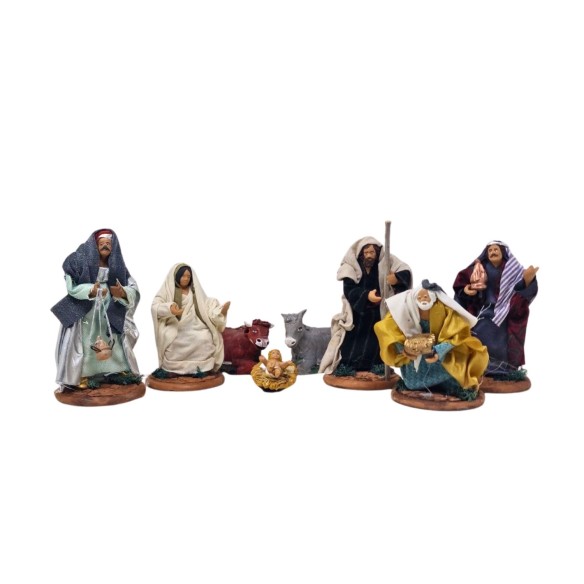 Natività in Terracotta di Caltagirone 8 Statuine 14 cm
