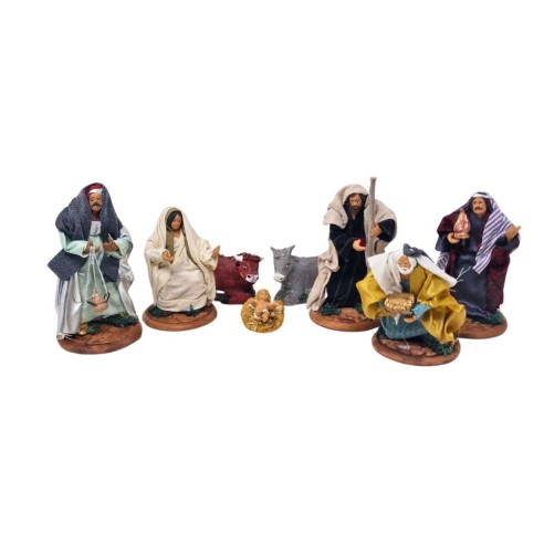 Natività in Terracotta di Caltagirone 8 Statuine 14 cm