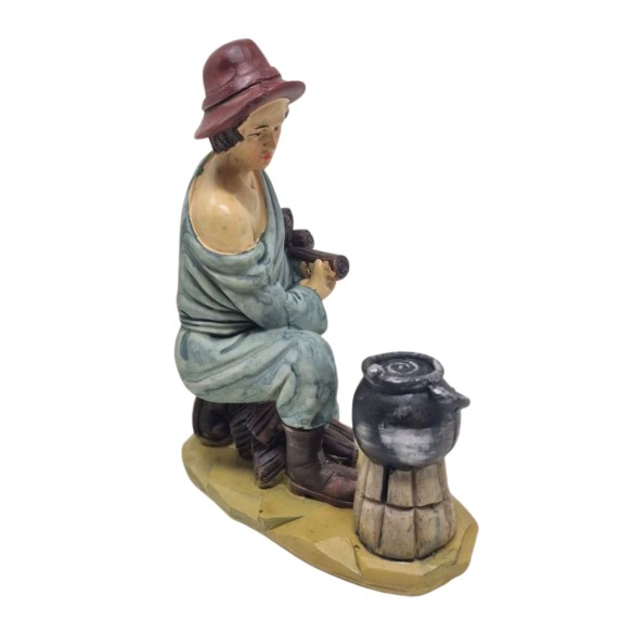 Pastore in Resina 20 cm Uomo con Pentola 611179C