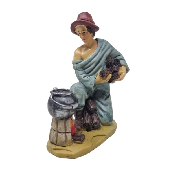 Pastore in Resina 20 cm Uomo con Pentola 611179C