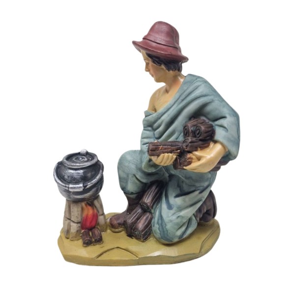 Pastore in Resina 20 cm Uomo con Pentola 611179C