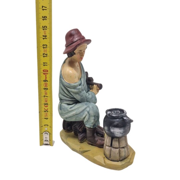 Pastore in Resina 20 cm Uomo con Pentola 611179C
