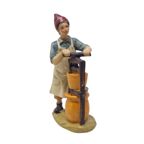 Pastore in Resina 20 cm Uomo con Torchio 611179E