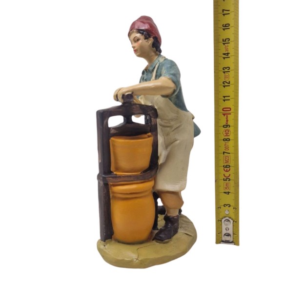 Pastore in Resina 20 cm Uomo con Torchio 611179E
