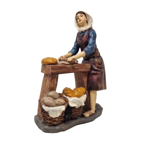 Pastore in Resina 20 cm Donna che Vende Pane 188091A