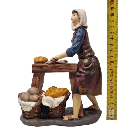 Pastore in Resina 20 cm Donna che Vende Pane 188091A