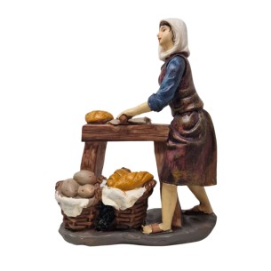 Pastore in Resina 20 cm Donna che Vende Pane 188091A