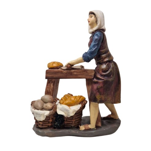 Pastore in Resina 20 cm Donna che Vende Pane 188091A