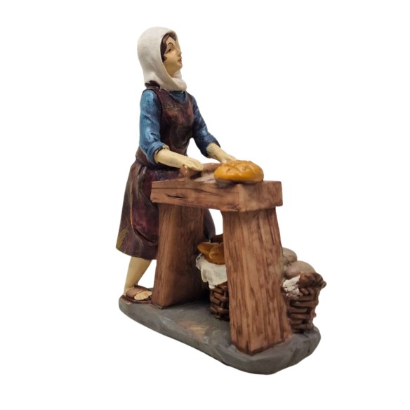 Pastore in Resina 20 cm Donna che Vende Pane 188091A