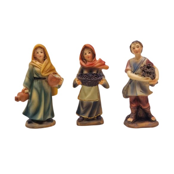 Pastori in Resina 9 cm 12 pezzi Statuine per Presepe 159145B