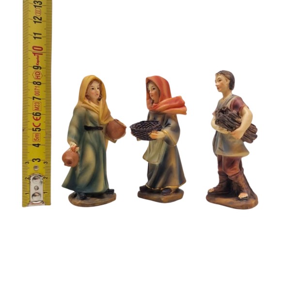Pastori in Resina 9 cm 12 pezzi Statuine per Presepe 159145B