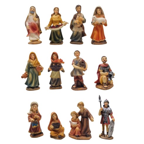 Pastori in Resina 9 cm 12 pezzi Statuine per Presepe 159145B