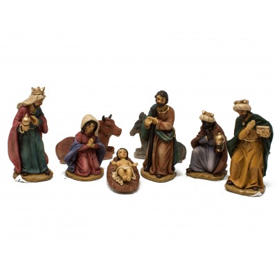 Set 8 pezzi di Natività in resina per presepe da 9 cm