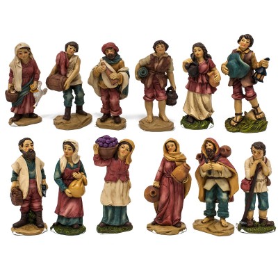 set da 12 pastori per presepe assortiti da 9 cm