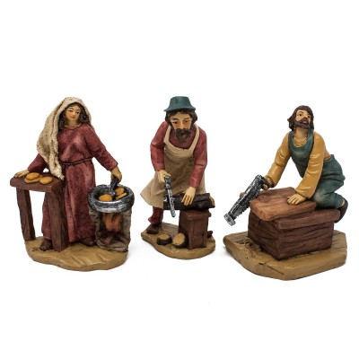 Set da 6 pastori mestieri in resina 9 cm