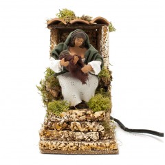 Pastore per Presepe in Movimento 14x9 cm Donna con Bambino 79057