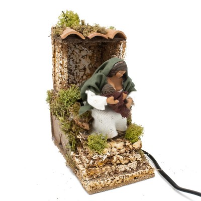 Pastore per Presepe in Movimento 14x9 cm Donna con Bambino 79057