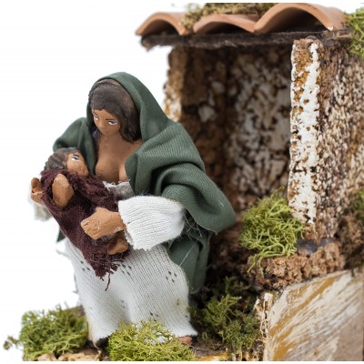 Pastore per Presepe in Movimento 14x9 cm Donna con Bambino 79057