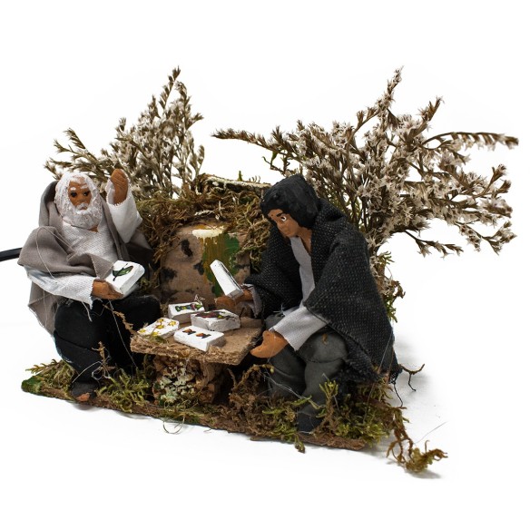 Pastore per Presepe in Movimento 14x9 cm Giocatori di Carte 79058