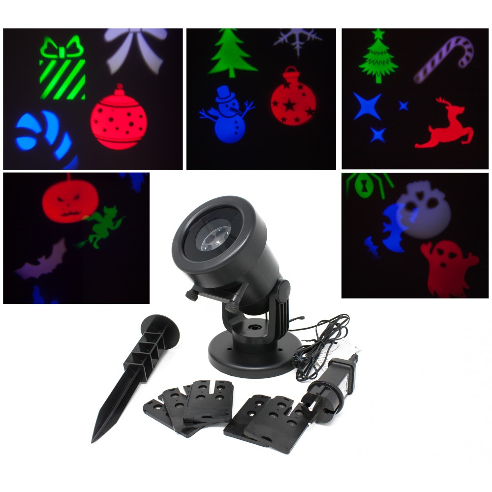 Proiettore Luci Natale Led.Proiettore Led Luci Natalizie 6 Schede Sostituibili Interno Esterno Ivostore