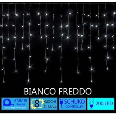 Tenda Natalizia LED con Giochi di Luce 4 metri Bianco Freddo 48735