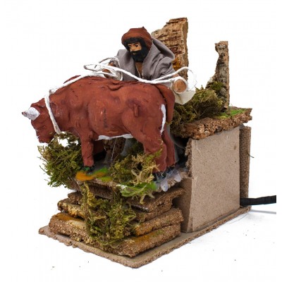 Pastore per Presepe in Movimento 14x9 cm Con Bue 79044