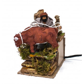 Pastore per Presepe in Movimento 14x9 cm Con Bue 79044