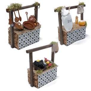 Banchetto Mercato Pesce Pane Pentole Miniature Presepe 10716