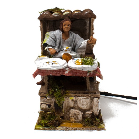 Uomo che Mangia Pastore per Presepe in Movimento Statuina 10 cm